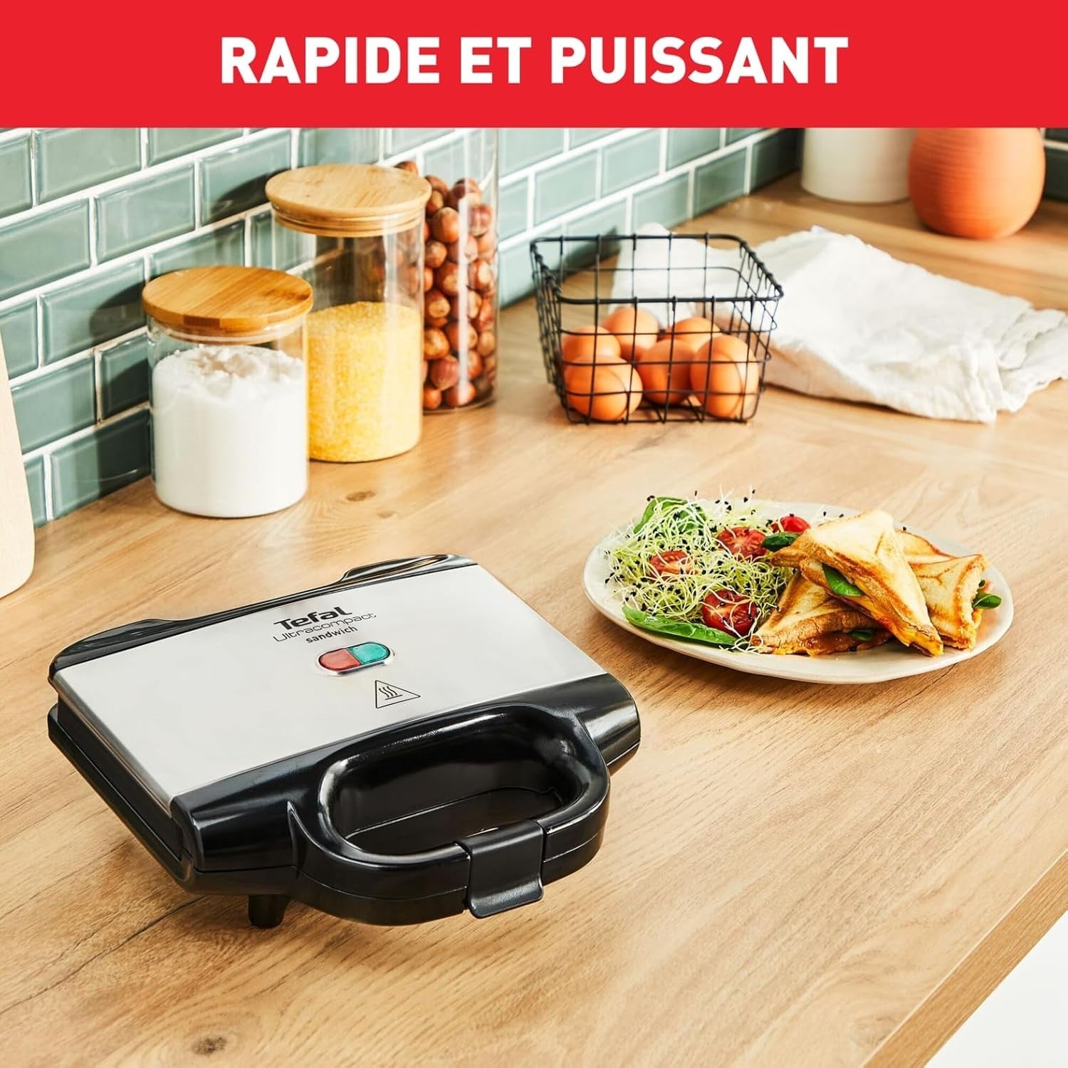 Compact Sandwich Maker Non-Stick 700W Toastie Panini Breakfast Grill