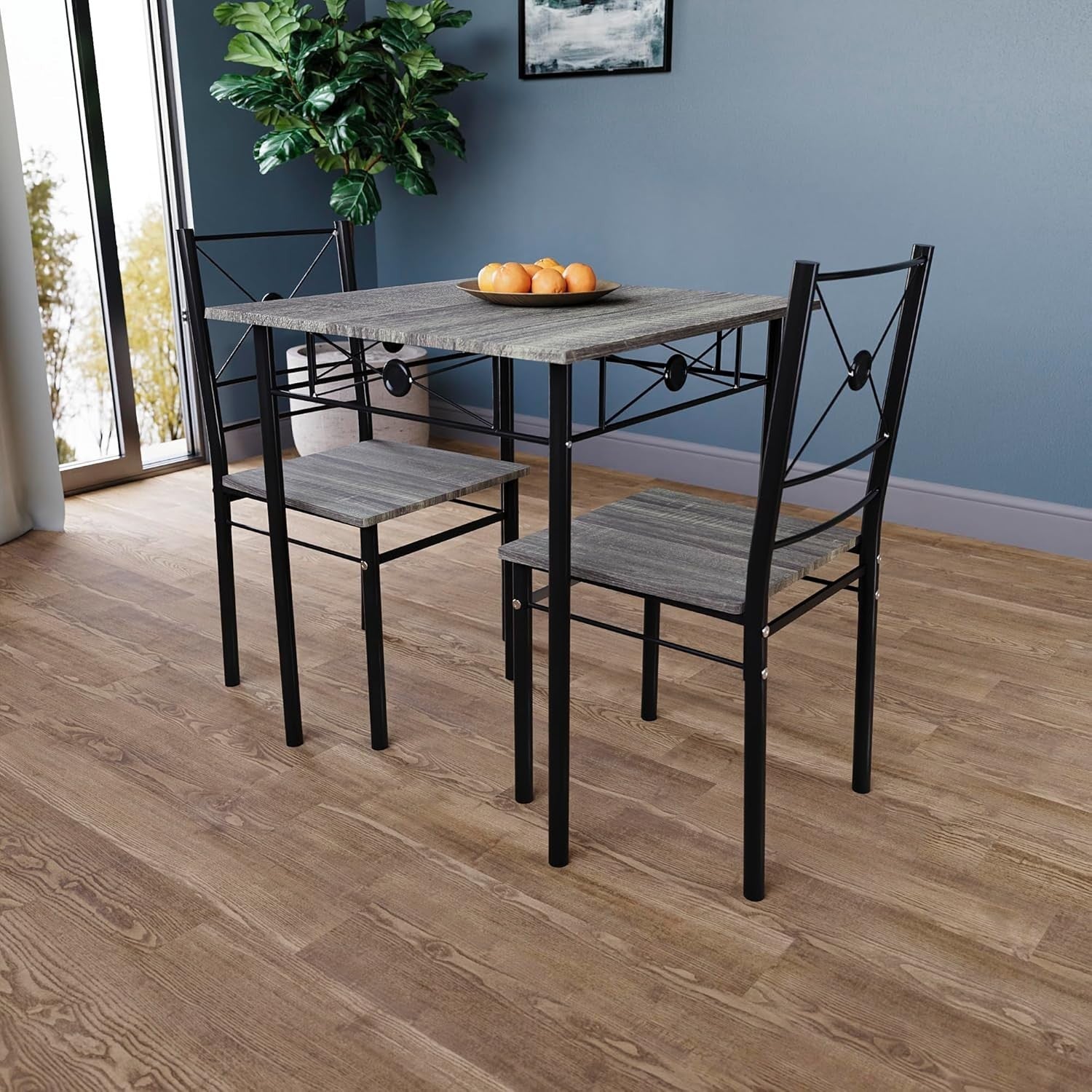 Compact Grey 2-Seater Dining Table Set | Space-Saving Kitchen Furniture