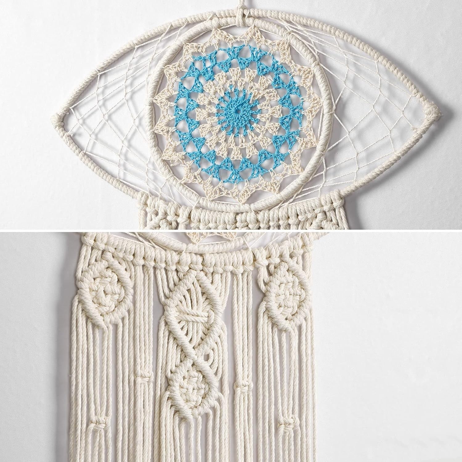 Boho Evil Eye Dream Catcher 13.8"x27.5" Macrame Wall Hanging