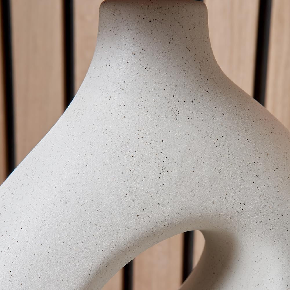 Modern Boho Ceramic Table Lamp with Black Shade – Stylish & Functional