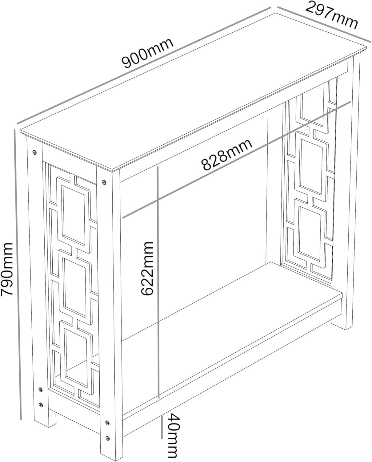 Slim Console Table with Shelf – Black Oak Hallway Entry Table 90cm