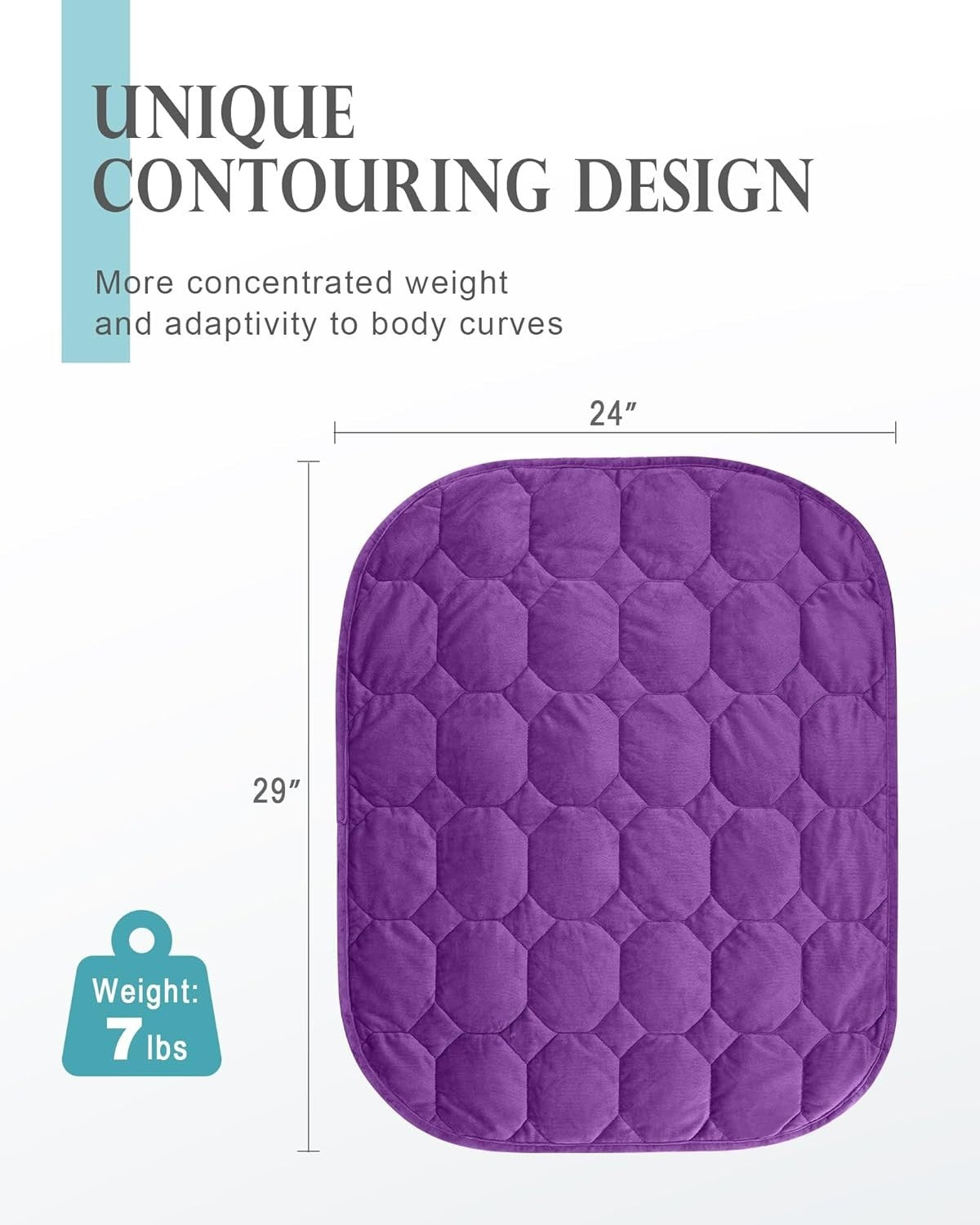 7lbs Weighted Lap Blanket Purple 29x24" Fleece for Travel and Calming