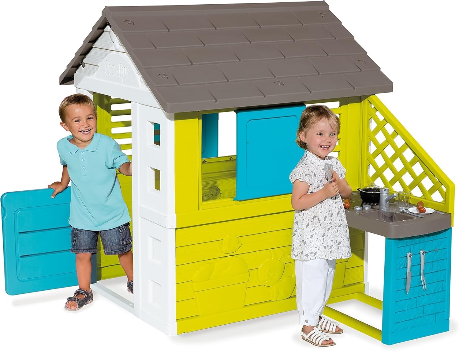 Kids Playhouse Indoor Outdoor w Kitchen Large Garden Toy House