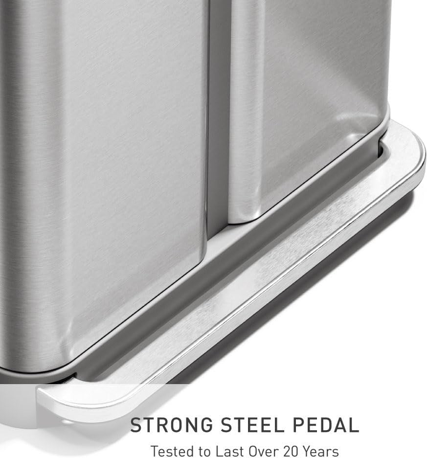 58L Dual Compartment Recycling Pedal Bin Soft Close Stainless Steel