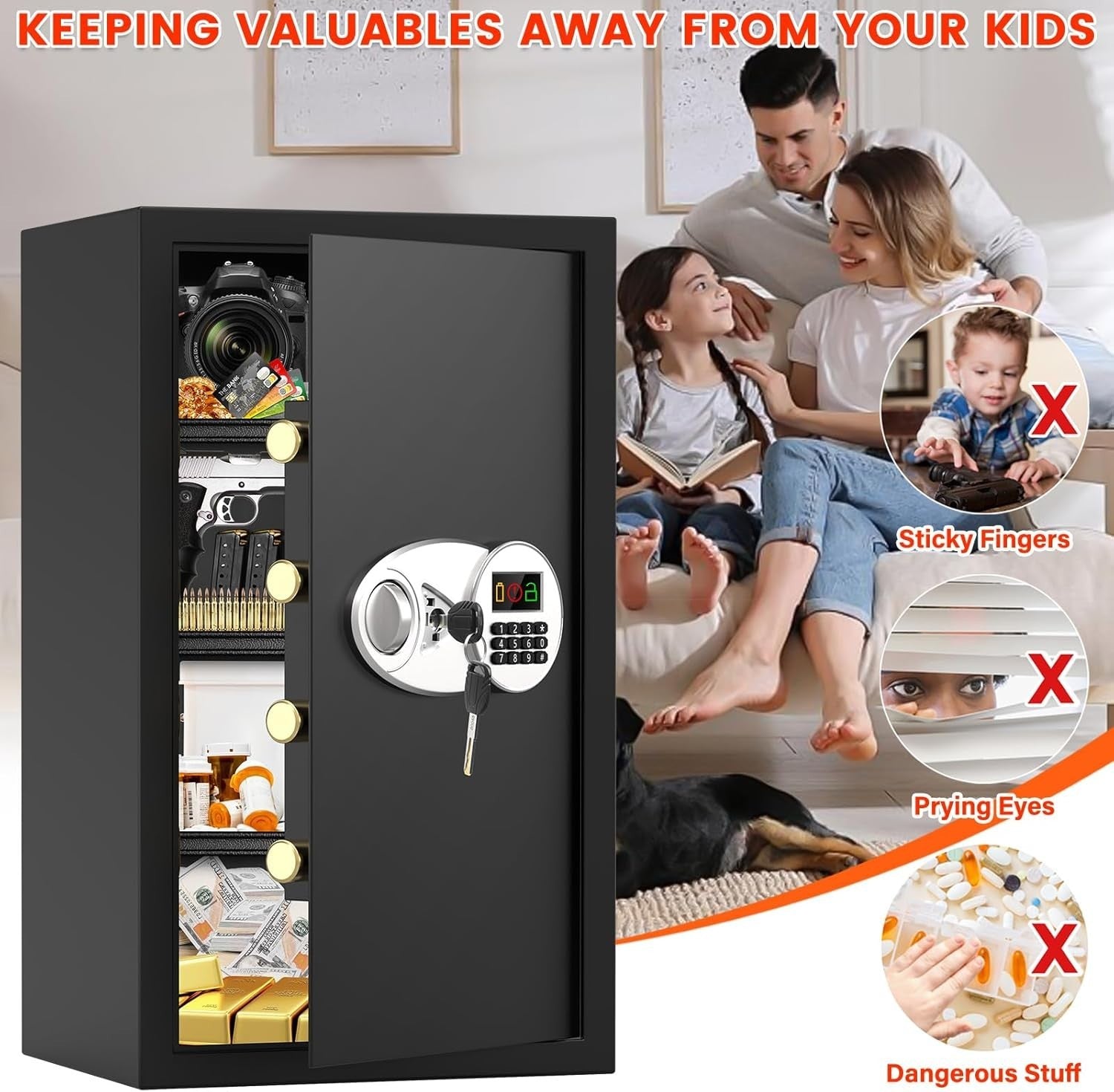 85L Fireproof Home Safe Box Digital Keypad Cash Document Security