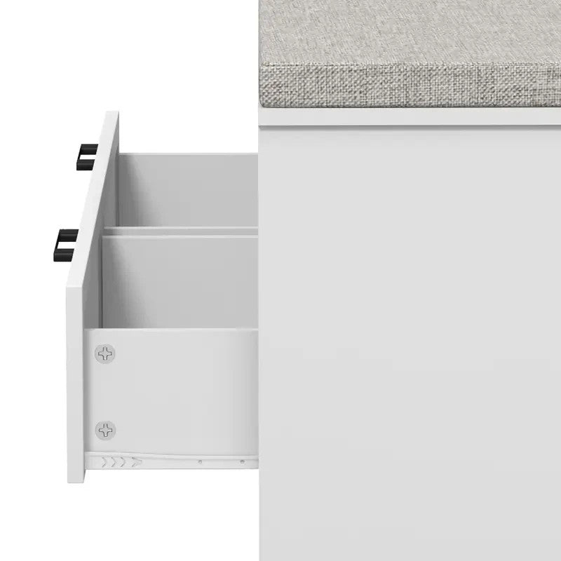 Shoe Storage Bench with Cushion Seat & Drawers – White Hallway Unit
