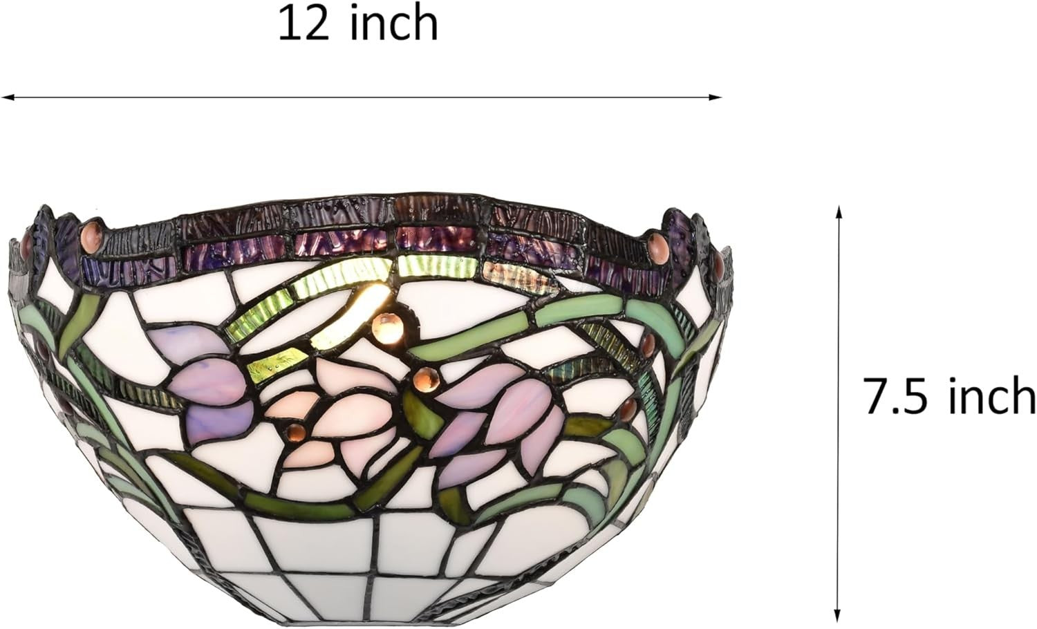Stained Glass Wall Light Tiffany Style 7x13 Inch Elegant Vintage Lamp