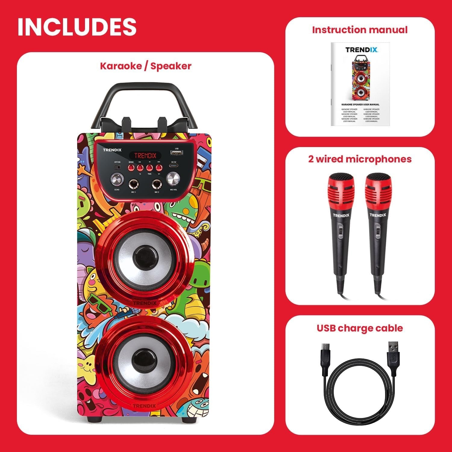 Monster Kids Karaoke Machine 2 Mics Green Bluetooth FM