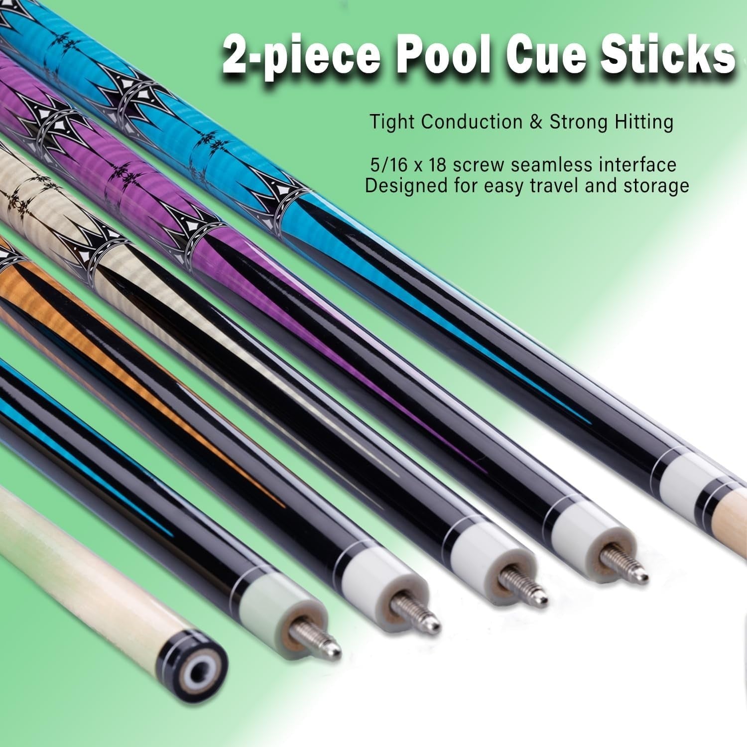 13mm 58 Inch 2 Piece Maple Pool Cue 19oz 20oz Billiard Stick