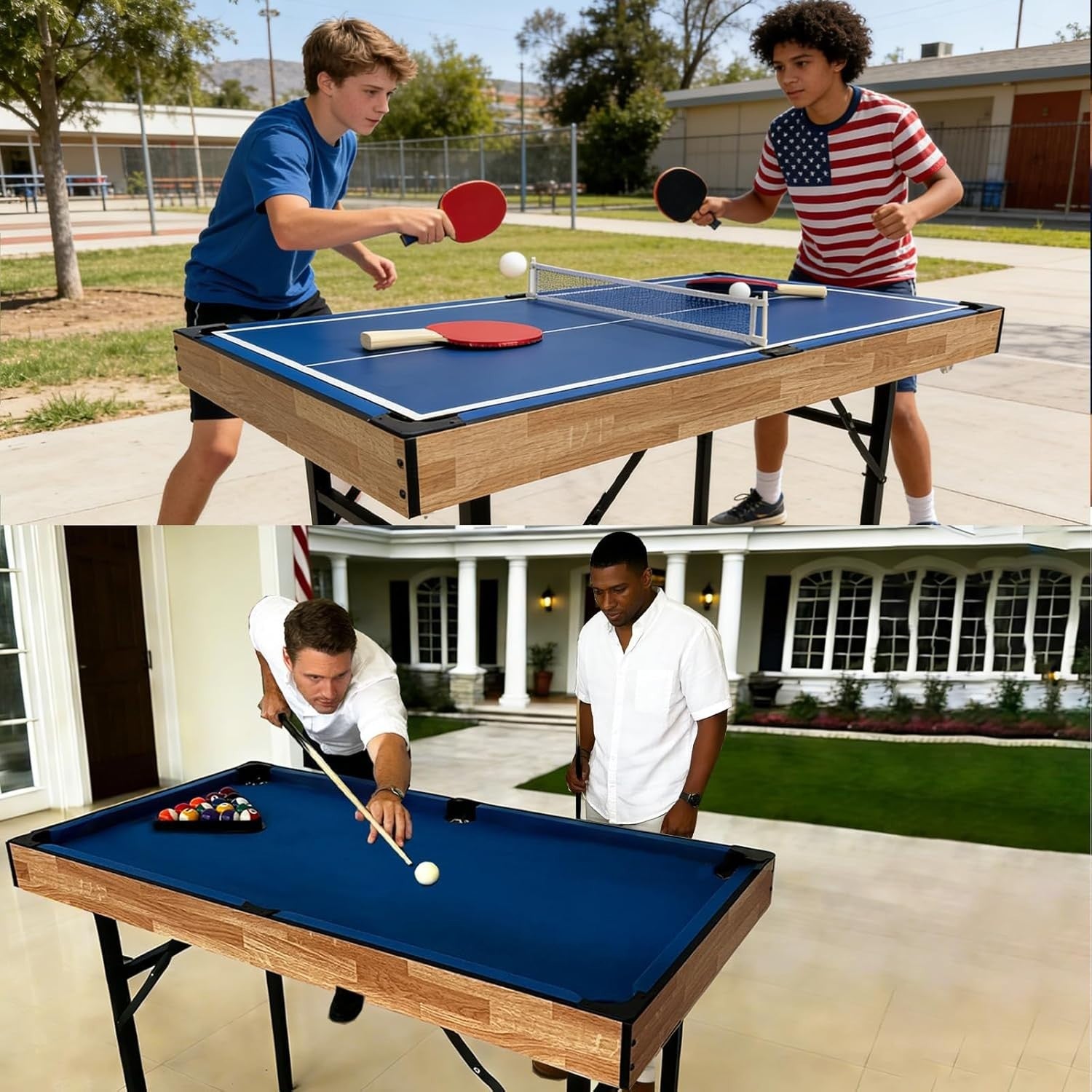 6 in 1 Folding Game Table Pool Hockey Tennis Bowling Family Arcade