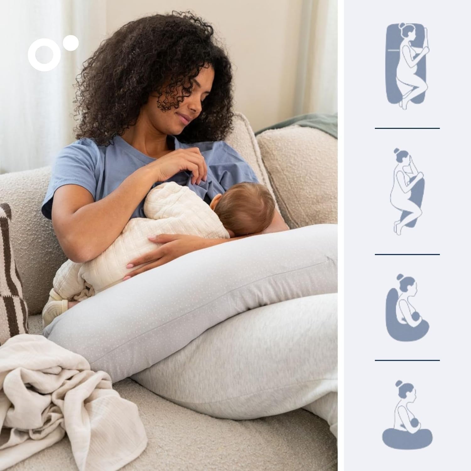 Pregnancy Pillow XXL Full Body Maternity Nursing Organic Cotton Grey