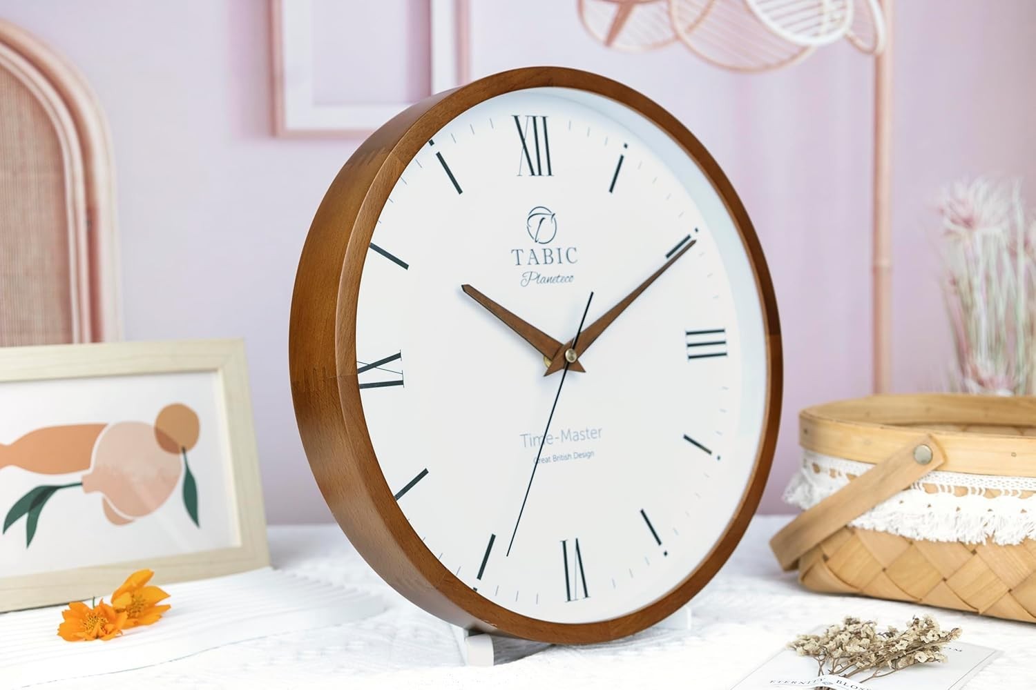 Roman Numeral Wall Clock Silent Sweep Battery Operated Classic Design