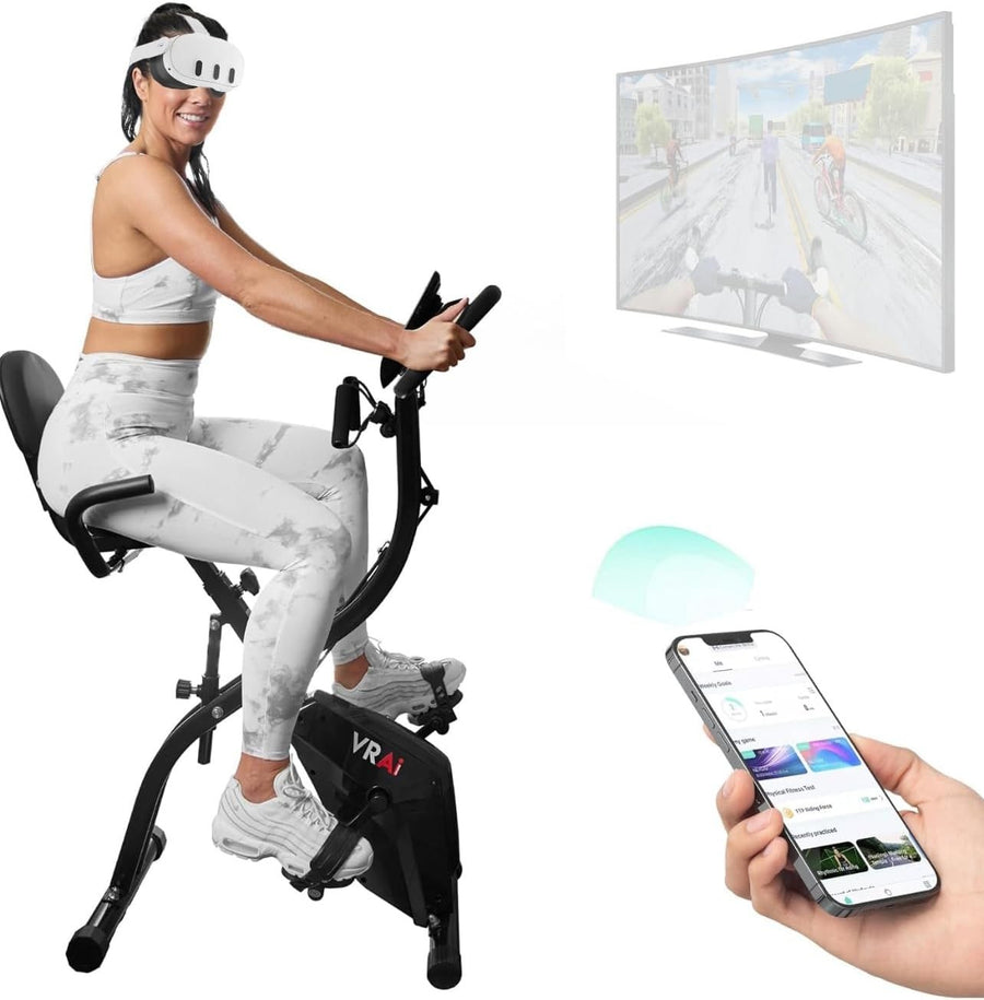 4-in-1 Folding Exercise Bike w/ Auto Magnetic Resistance, App & VR Compatible