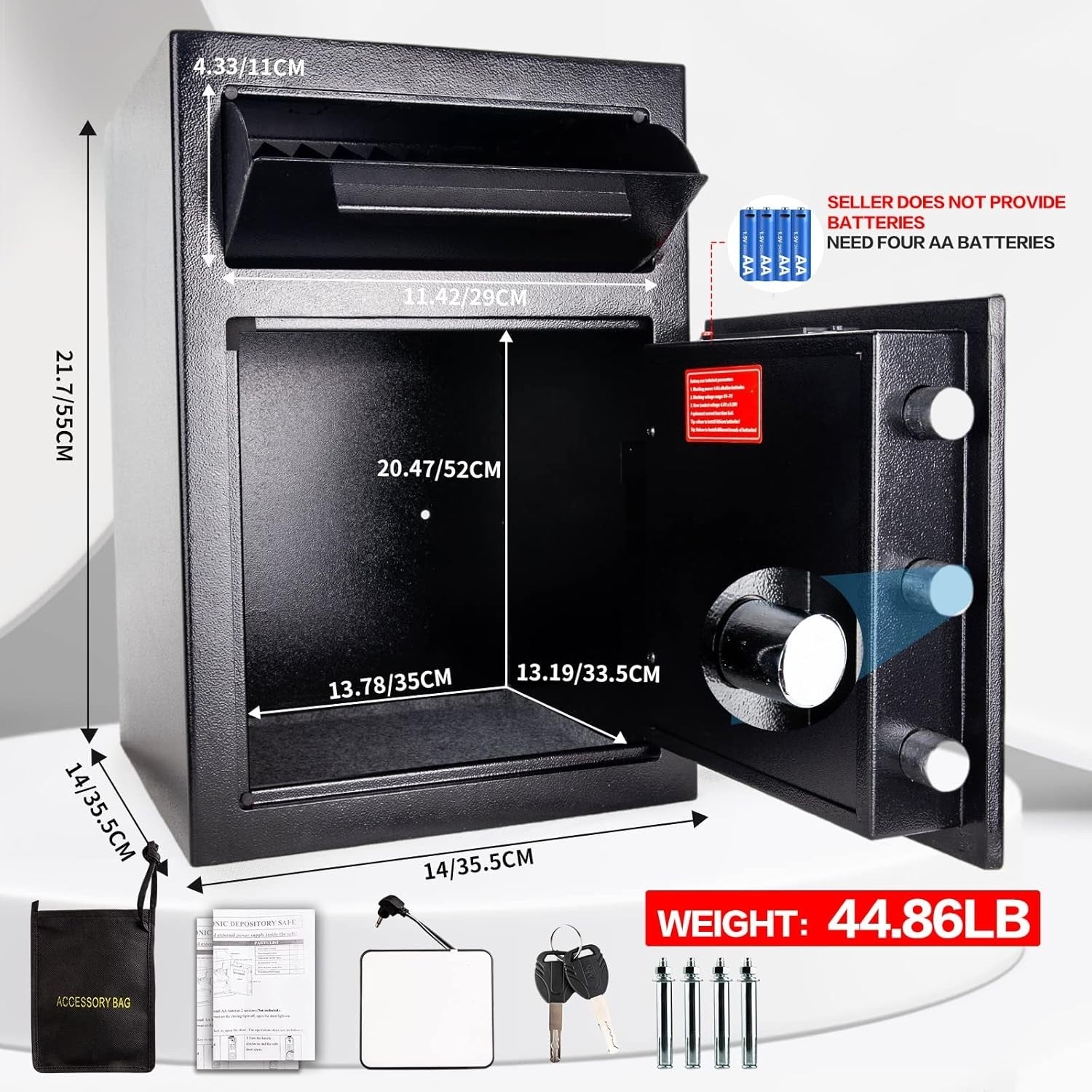 70L Depository Safe Digital Keypad Drop Slot Cash Money Box