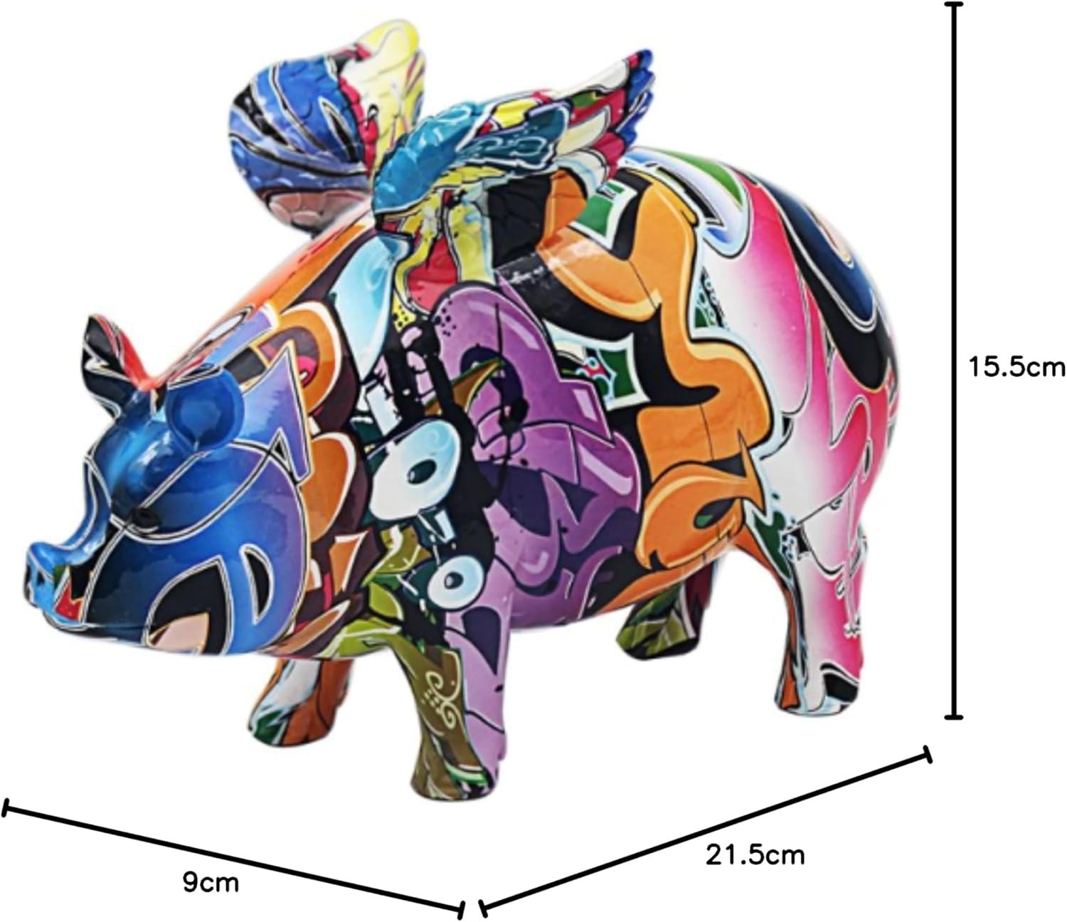 Colourful Flying Pig Graffiti Ornament | Modern Art Animal Figurine Home Decor