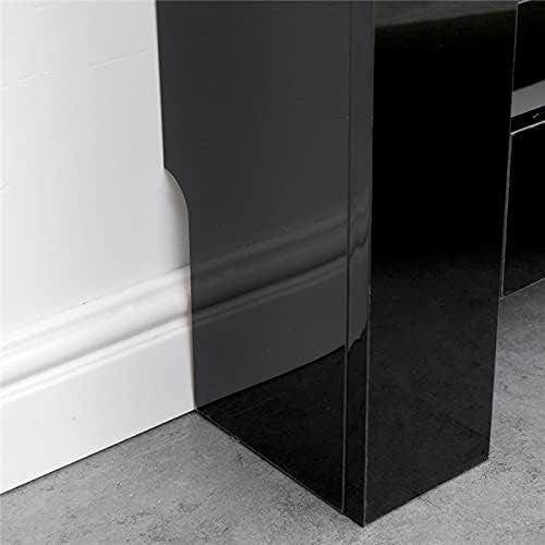 High Gloss Black Radiator Cover Cabinet 78x19x82cm Modern Slat Design
