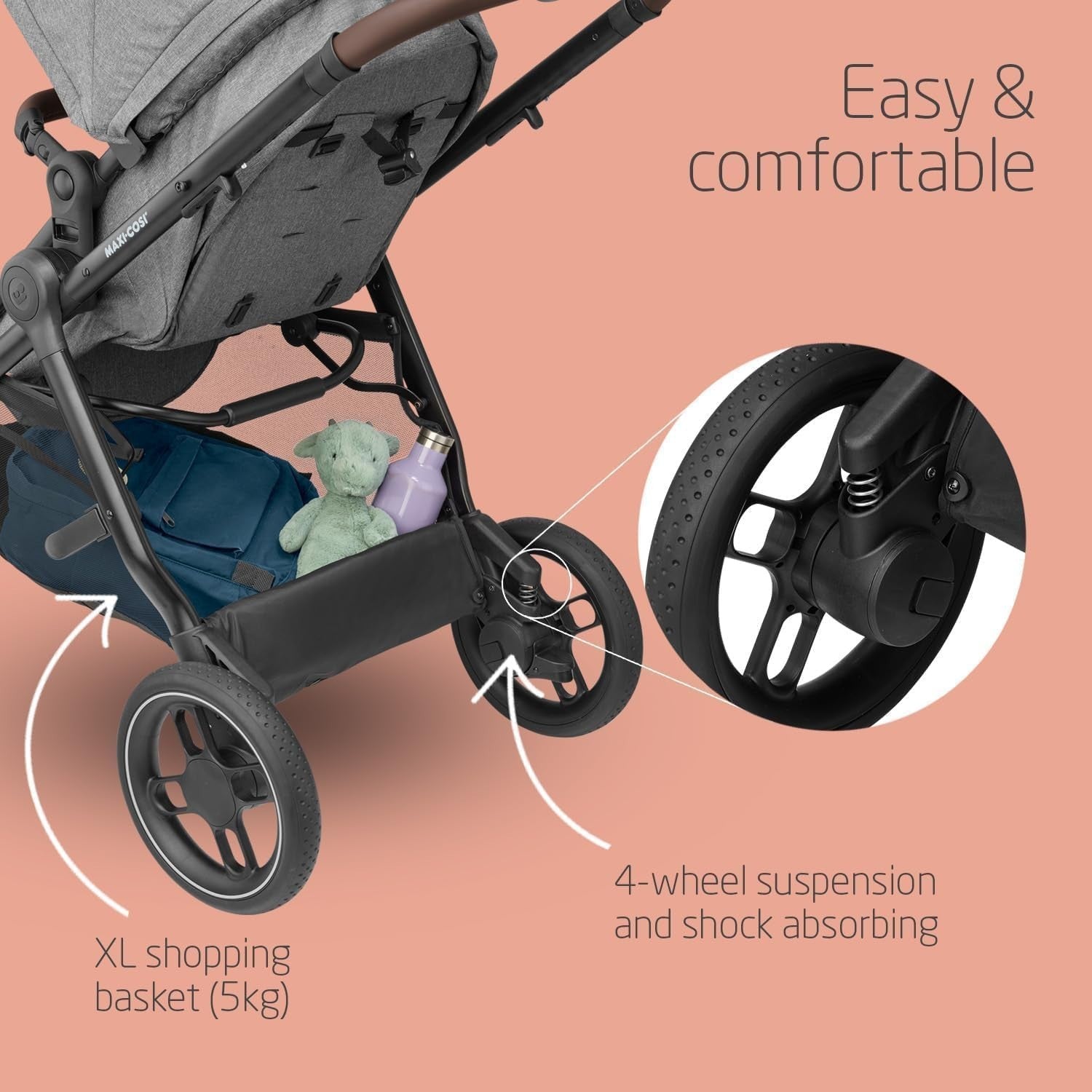 3in1 Baby Pram Travel System Pushchair i-Size Car Seat Foldable 22kg