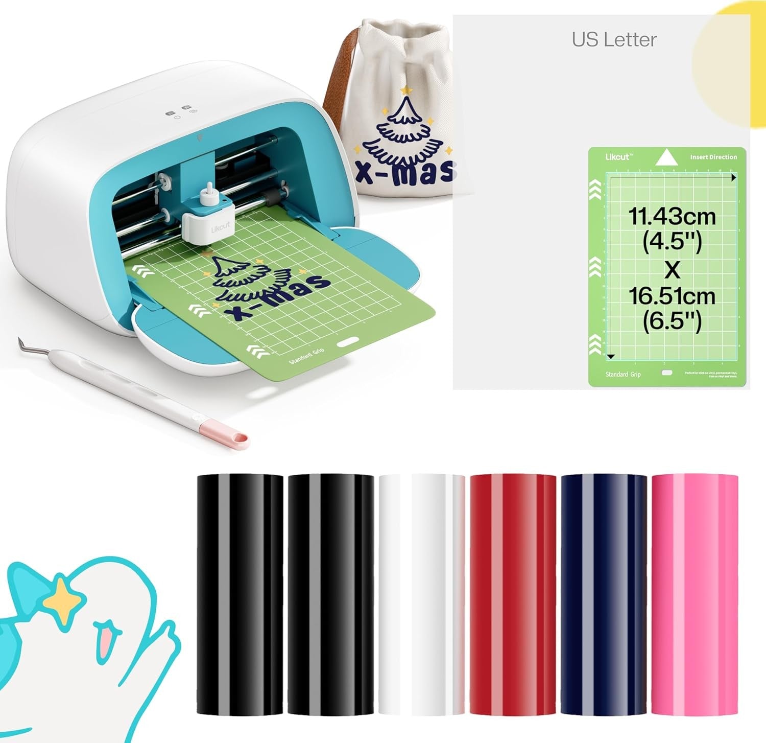 Vinyl Cutting Machine Starter Bundle with Heat Transfer & Carry Case