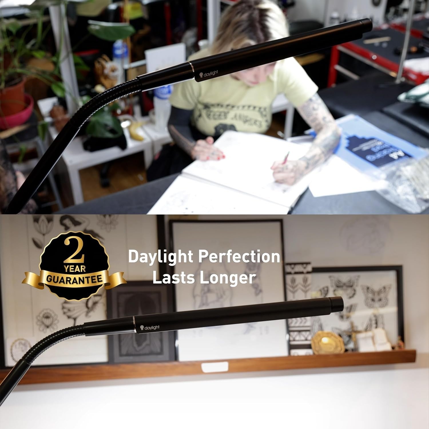 LED Desk Lamp Adjustable Brightness Black Reading Lamp Flexible Arm