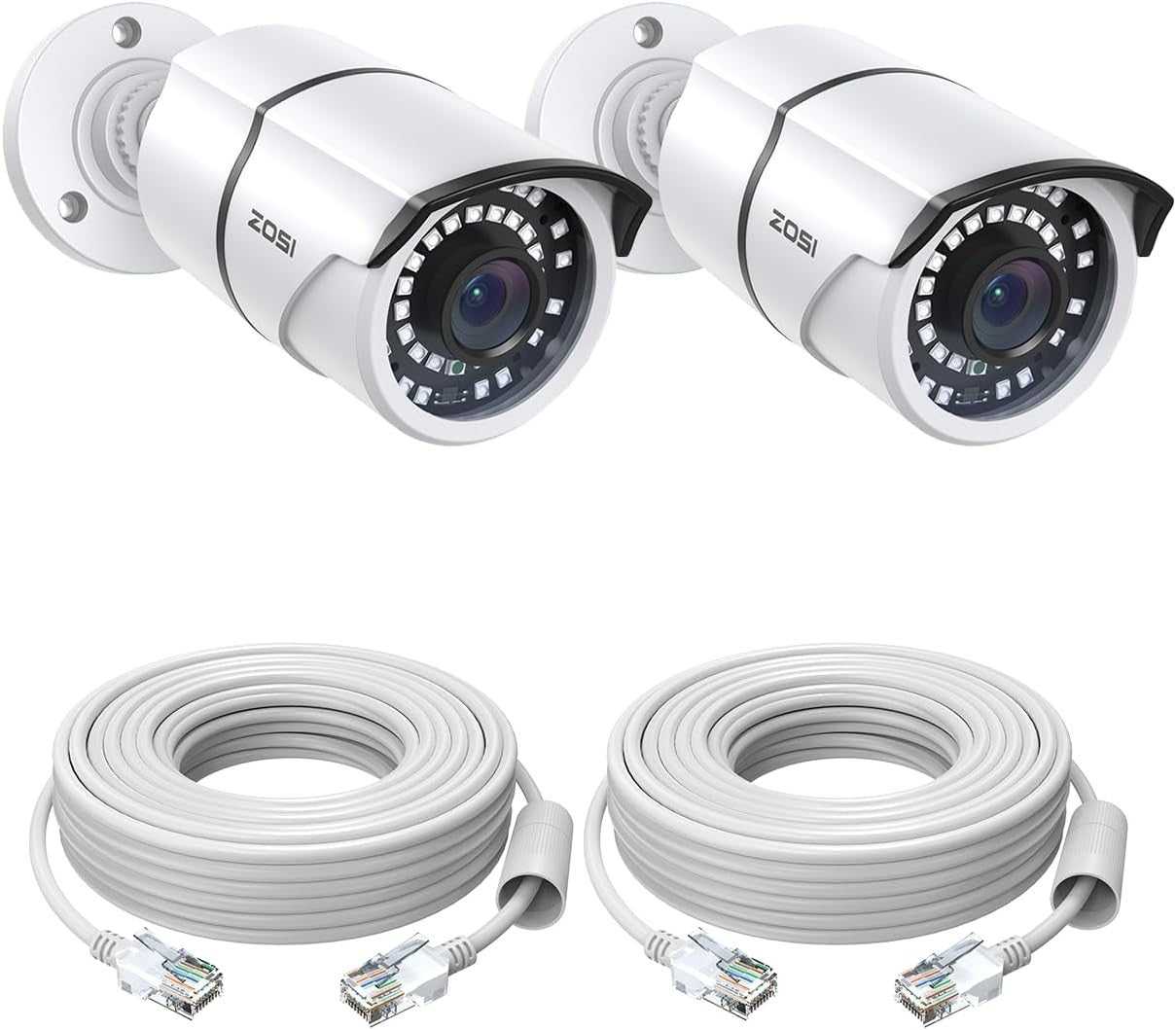 5MP PoE Security Cameras 2 Pack IP66 CCTV Add On 120ft Night Vision