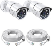 5MP PoE Security Cameras 2 Pack IP66 CCTV Add On 120ft Night Vision