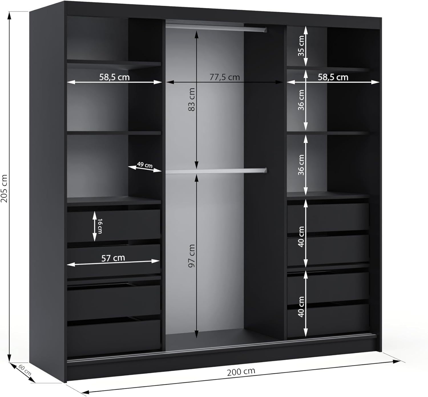Modern Sliding Door Wardrobe with Mirror & Drawers – Space-Saving Storage