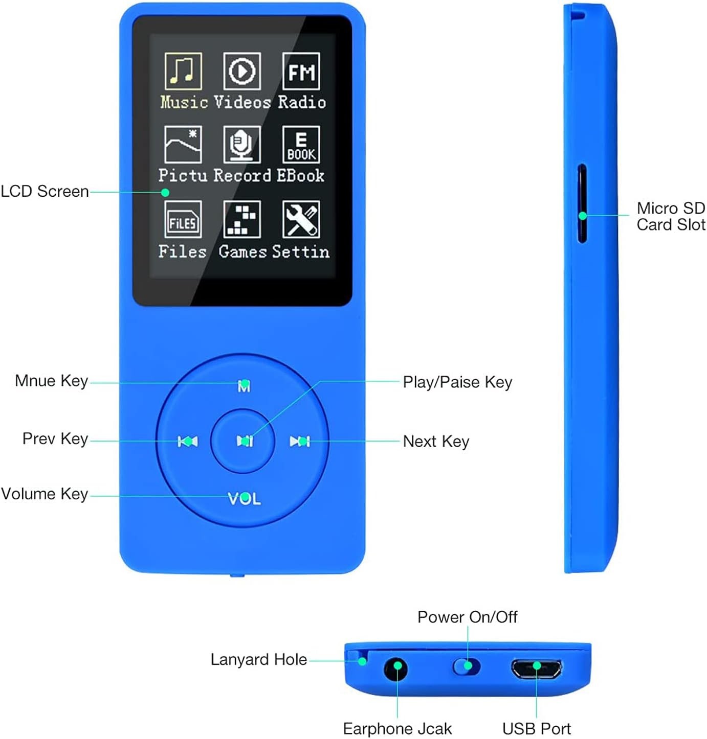 8GB MP3/MP4 Music Player Portable FM Radio HiFi Voice Recorder
