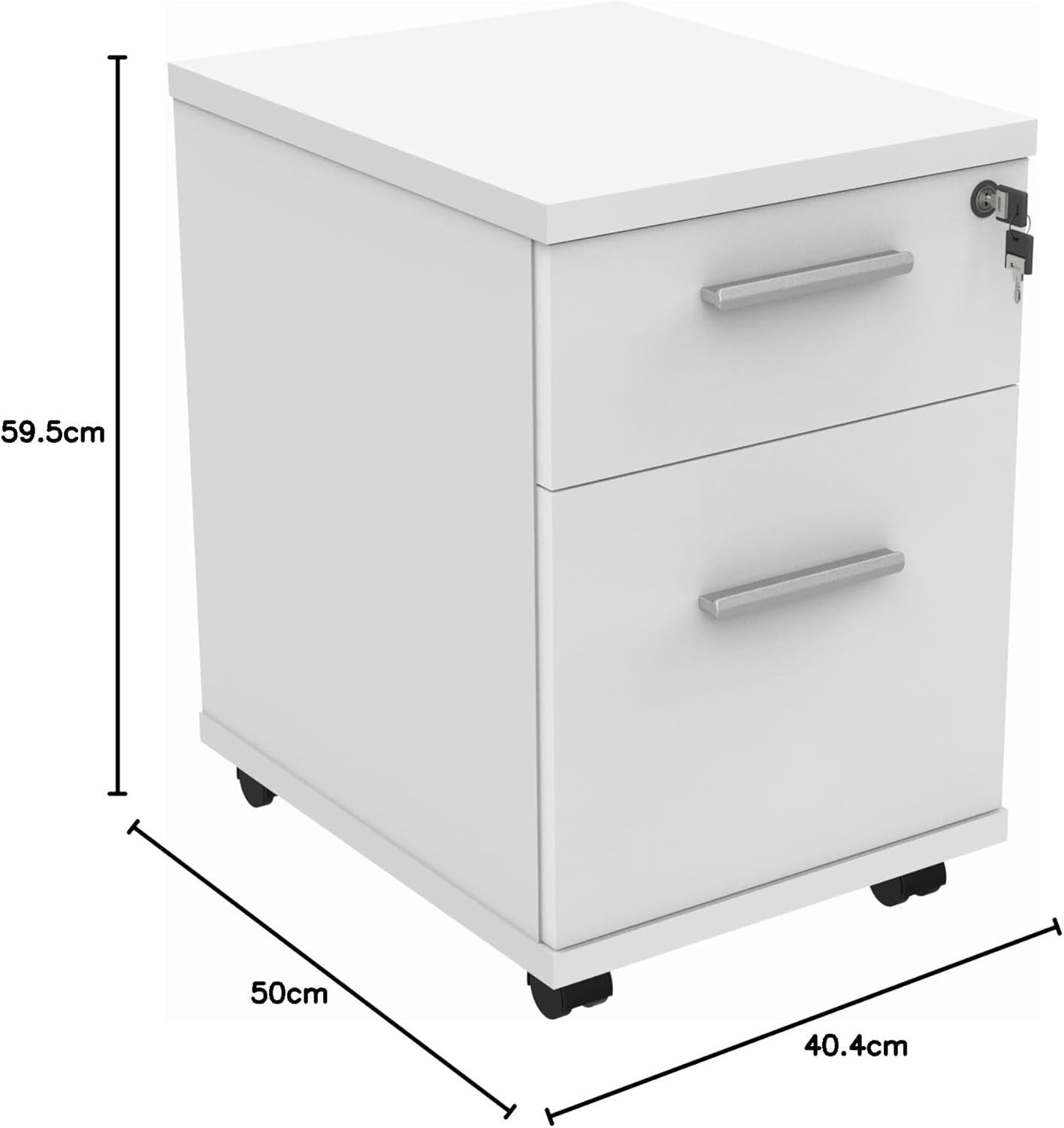 Heavy Duty Lockable Mobile Office Storage Cabinet 2 Drawers Wheels