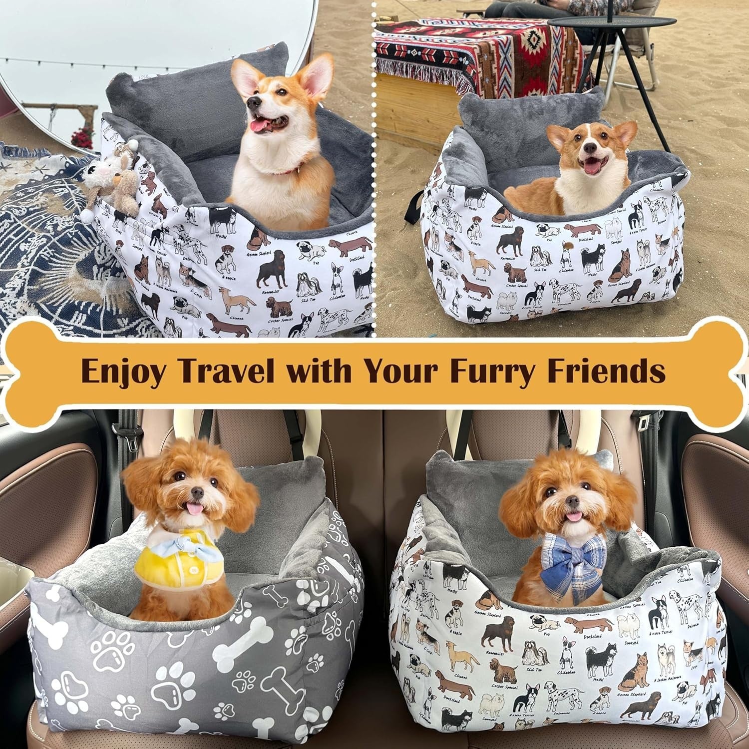 Dog Booster Car Seat Bed Small Medium Dogs Washable Travel Seat 25lb