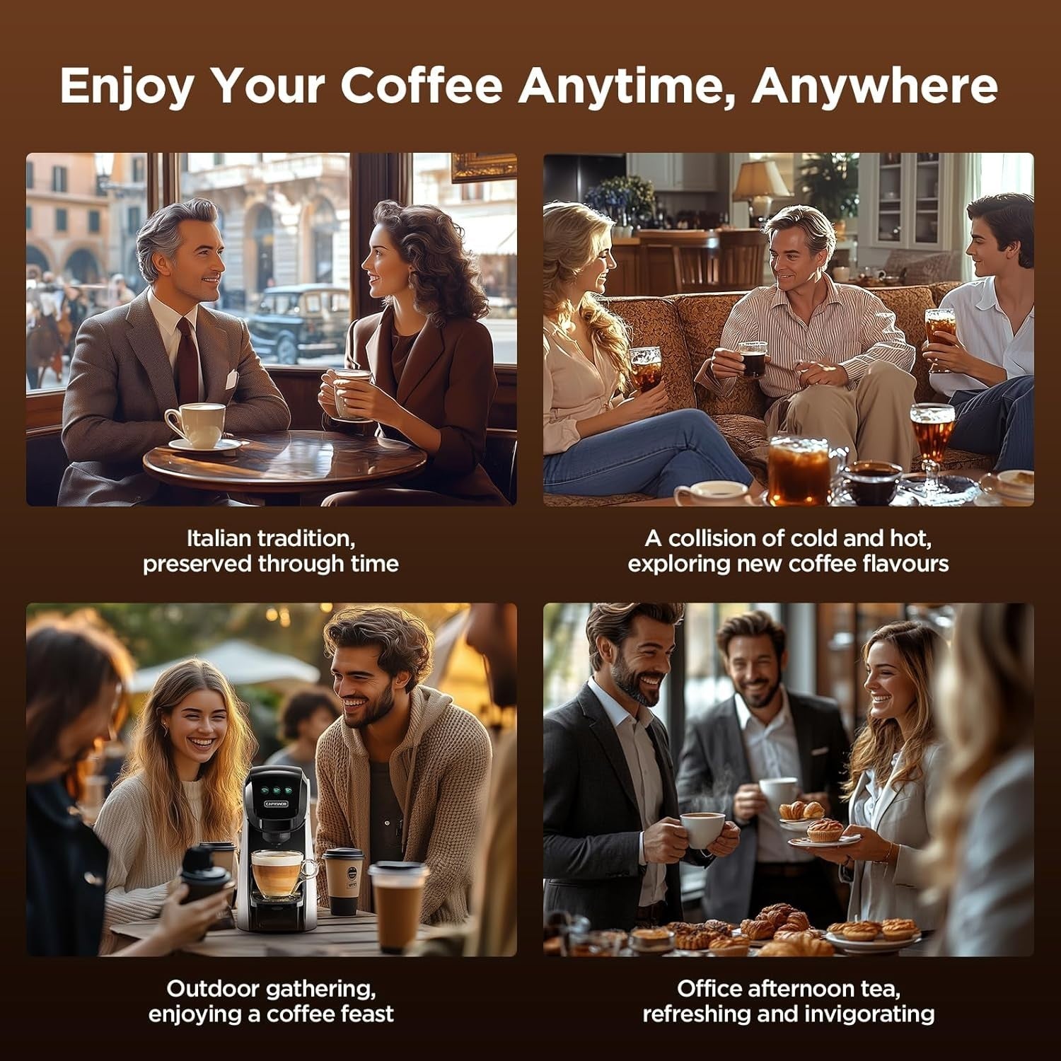 5-in-1 Pod Coffee Machine 20BAR | Multi-Capsule Compatible | Fast Brew