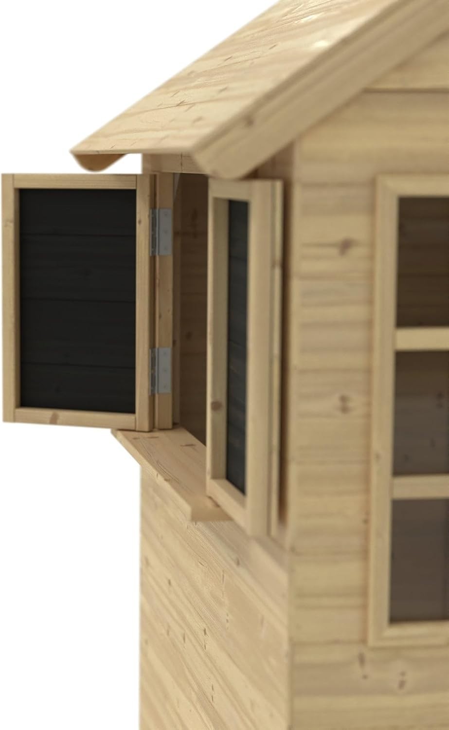 Wooden Kids Playhouse Outdoor Cottage w Mud Kitchen Shutters Garden