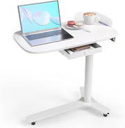 Mobile Standing Desk on Wheels Adjustable Pneumatic Overbed Laptop Table