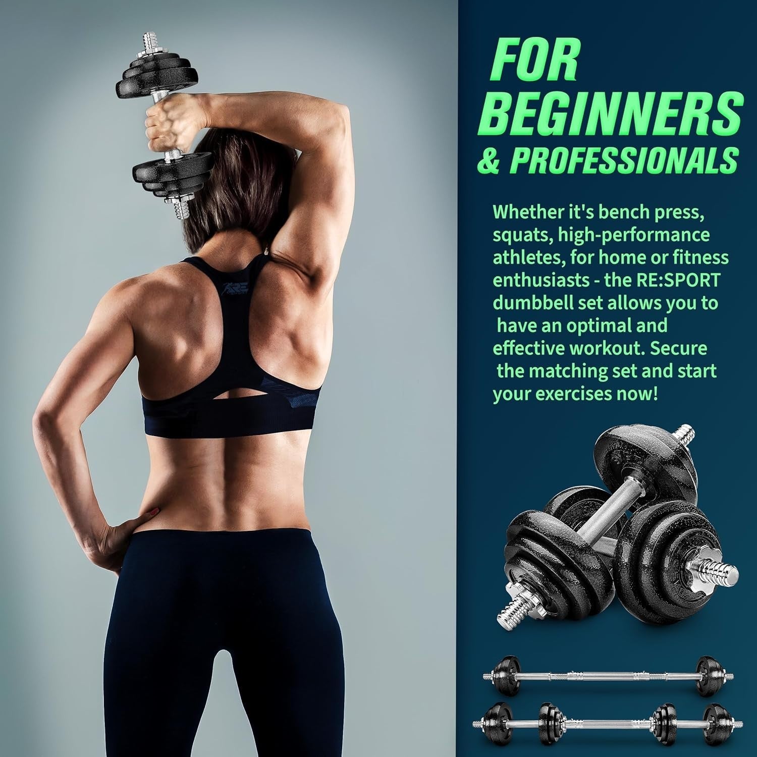 30KG 2-in-1 Free Weight Set Dumbbell Barbell Combo Spinlock Home Gym
