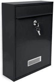 Wall Mounted Lockable Mailbox Weatherproof Metal Post Box Hinged Lid + Keys