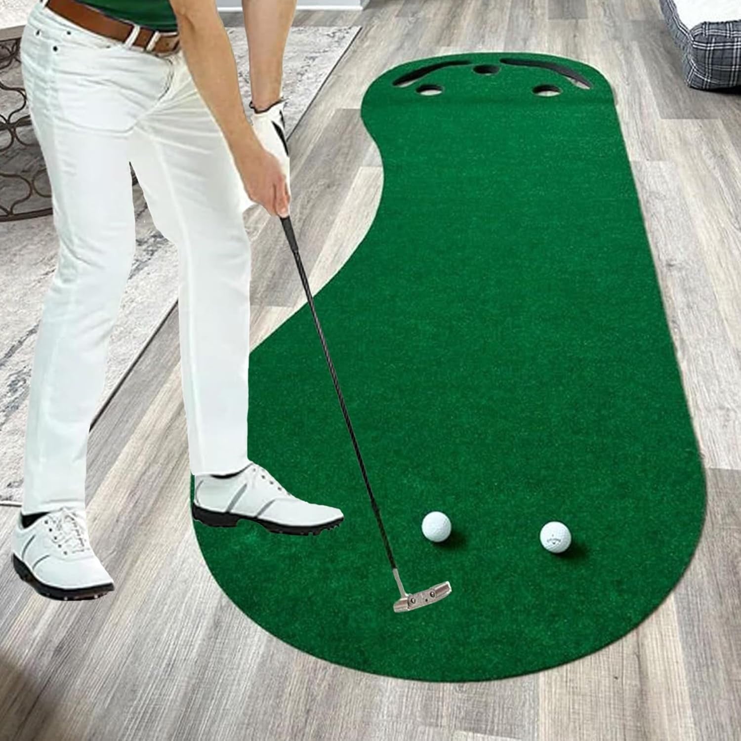 Golf Putting Practice Mat Indoor Outdoor Training Green Distance Control