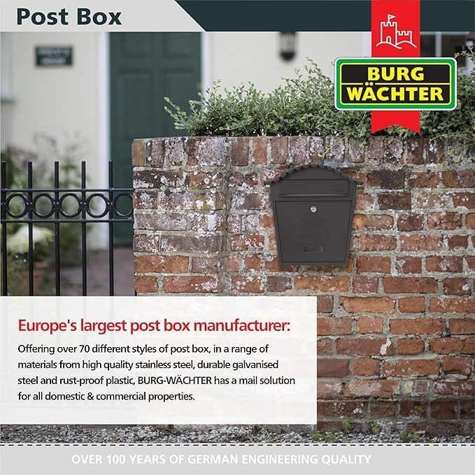 Wall Mounted Lockable Weatherproof Post Box Anthracite Steel 36x37x13cm