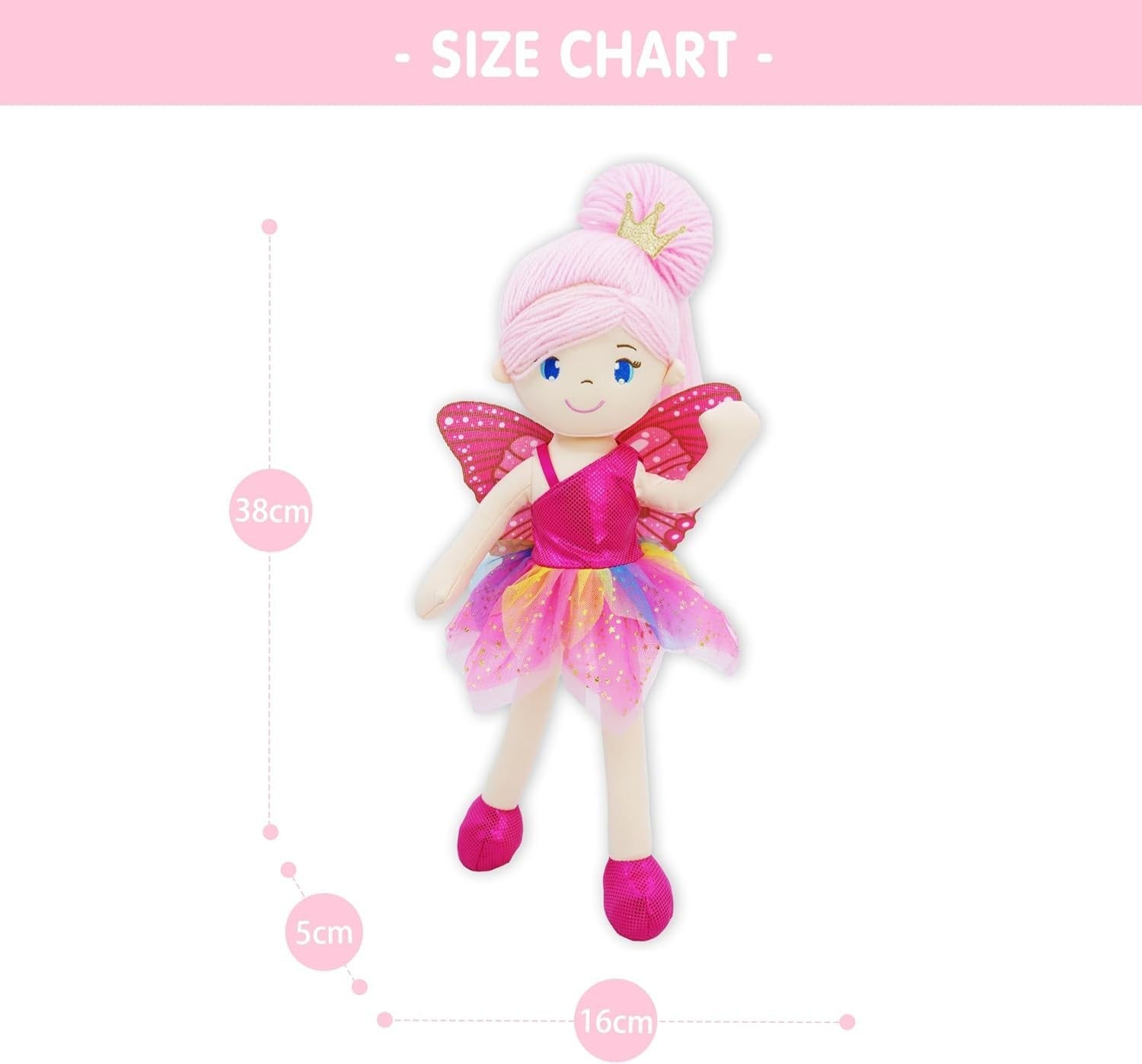 Enchanted Fairy Doll 40cm Plush Soft Toy Glowing Wings Girl Gift