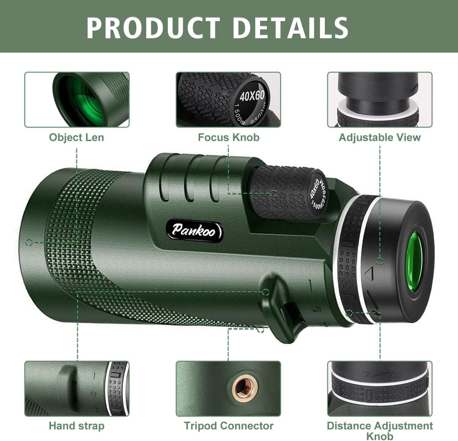 HD 40x60 Monocular Telescope with Tripod & Smartphone Holder, Outdoor Scope