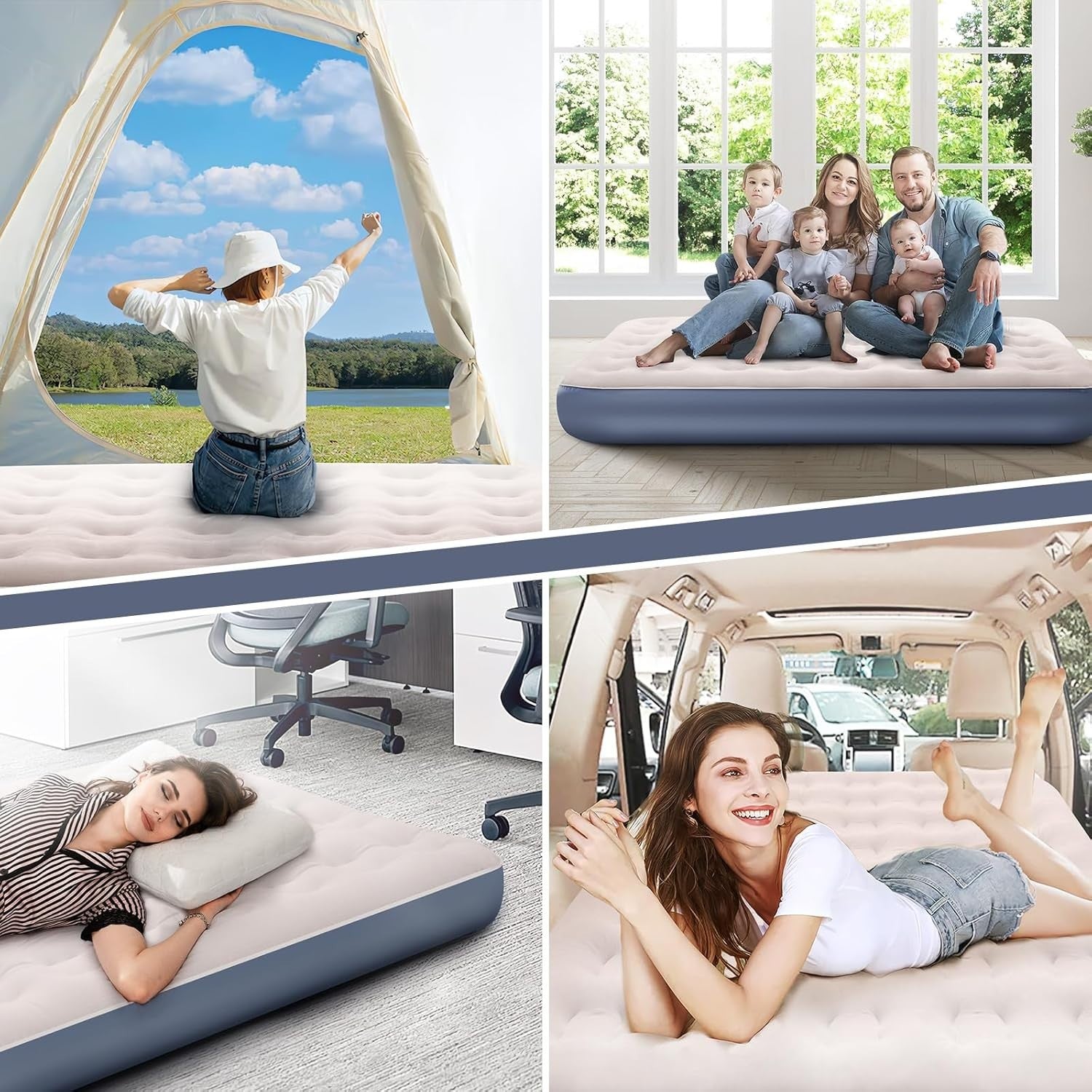 Double Inflatable Air Bed Built-In Pump One-Click Self Inflating Mattress