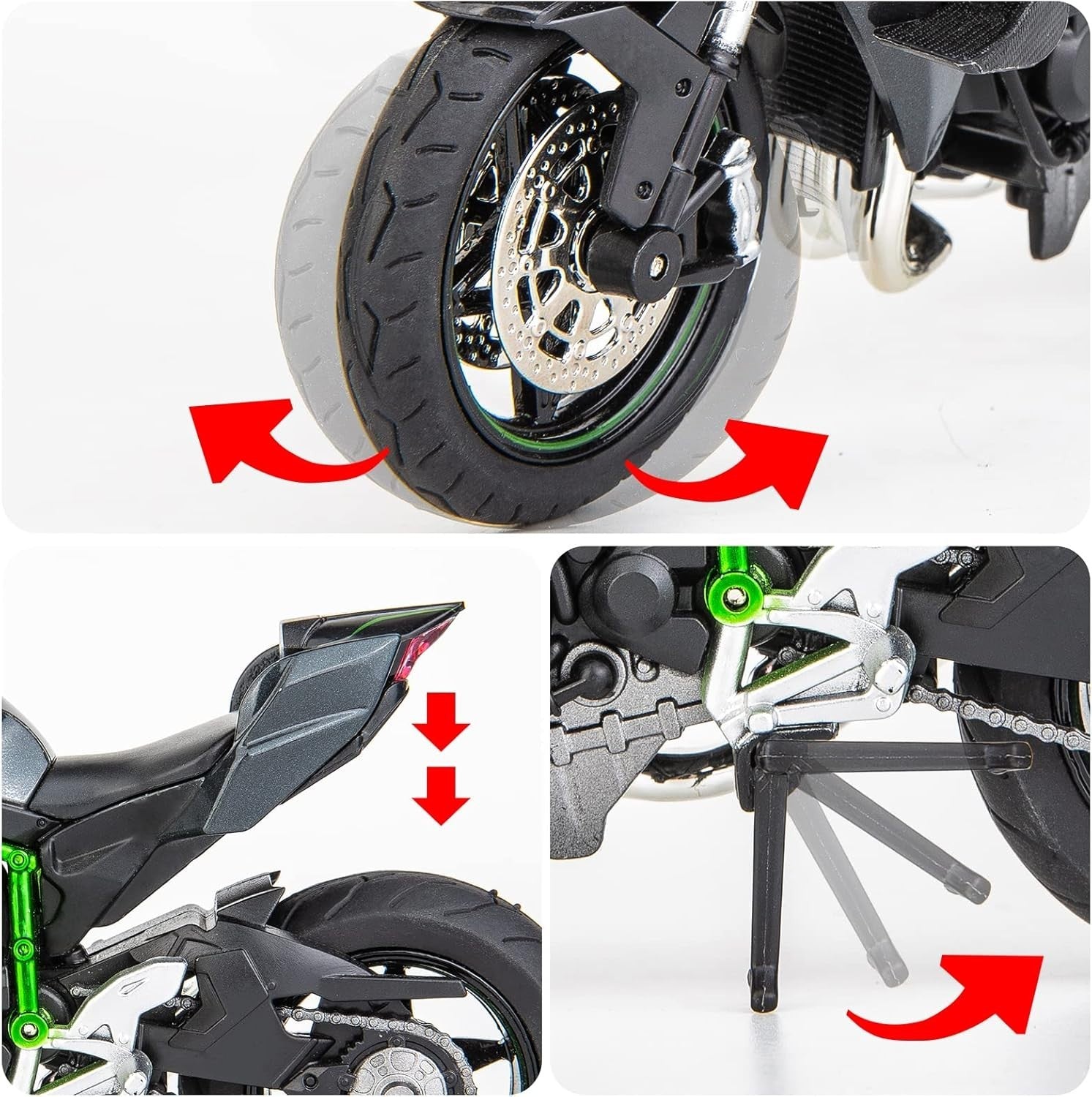 1:12 Scale Diecast Motorcycle Model with Rotating Wheels & Realistic Details