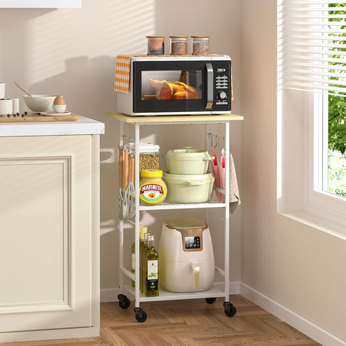Rolling Microwave Cart 3 Tier Kitchen Storage Trolley Adjustable Wheels