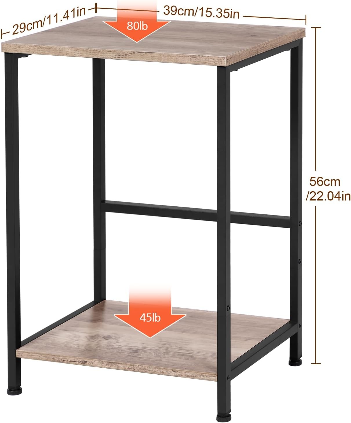 Set of 2 Industrial Side Tables with Storage Shelf Modern Small Sofa Bedside Tab