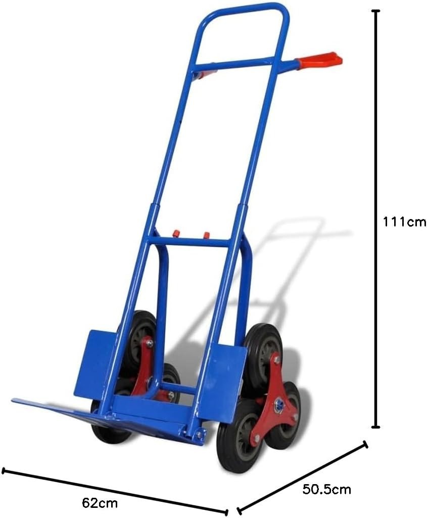 200kg Stair Climbing Sack Truck 6 Wheel Foldable Steel Trolley Blue