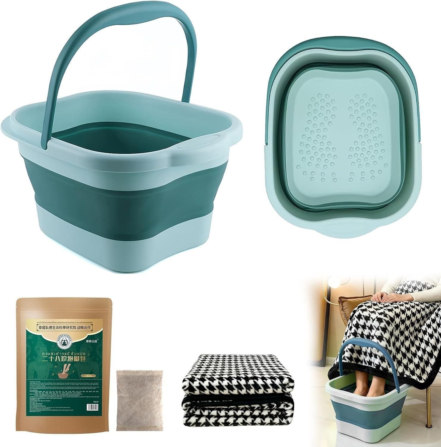 Portable Foot Bath Massage Soak Bucket Folding Large Capacity Travel