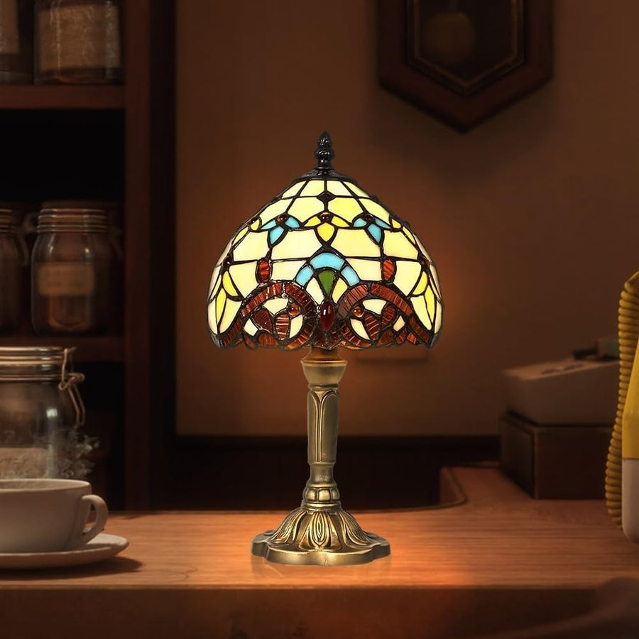 Tiffany Style Table Lamp Stained Glass Bedside Light Retro E27 38cm Decor
