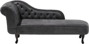 Left Hand Chesterfield Chaise Lounge Faux Suede Black Sofa 169cm Elegant Tufted