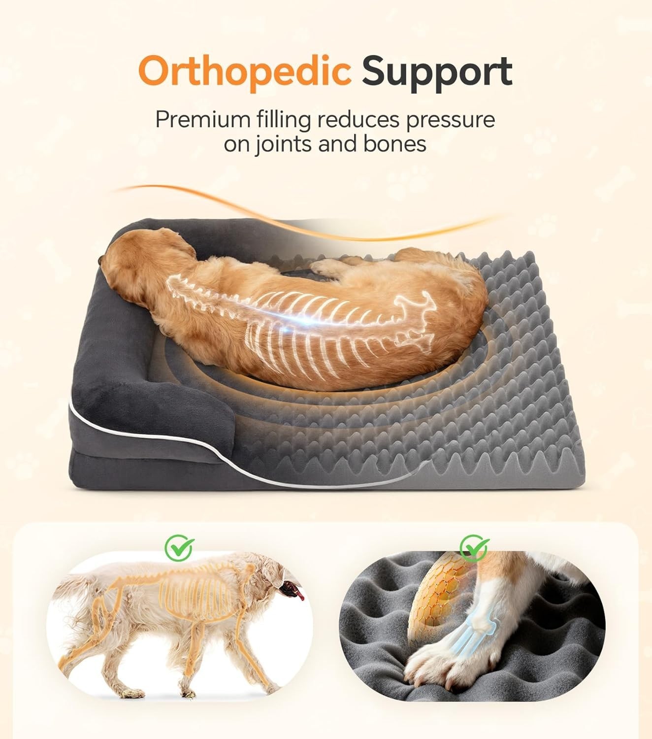 Large Orthopedic Dog Bed 89x63cm Memory Foam Washable