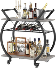 Industrial Drinks Trolley Bar Cart on Wheels Wine Rack Coffee Serving Cart