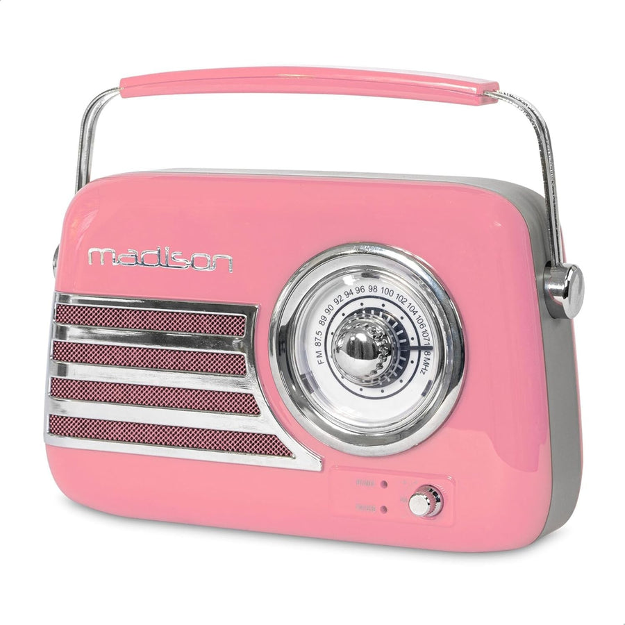 Vintage FM Radio 30W Bluetooth USB AUX Retro Portable Pink