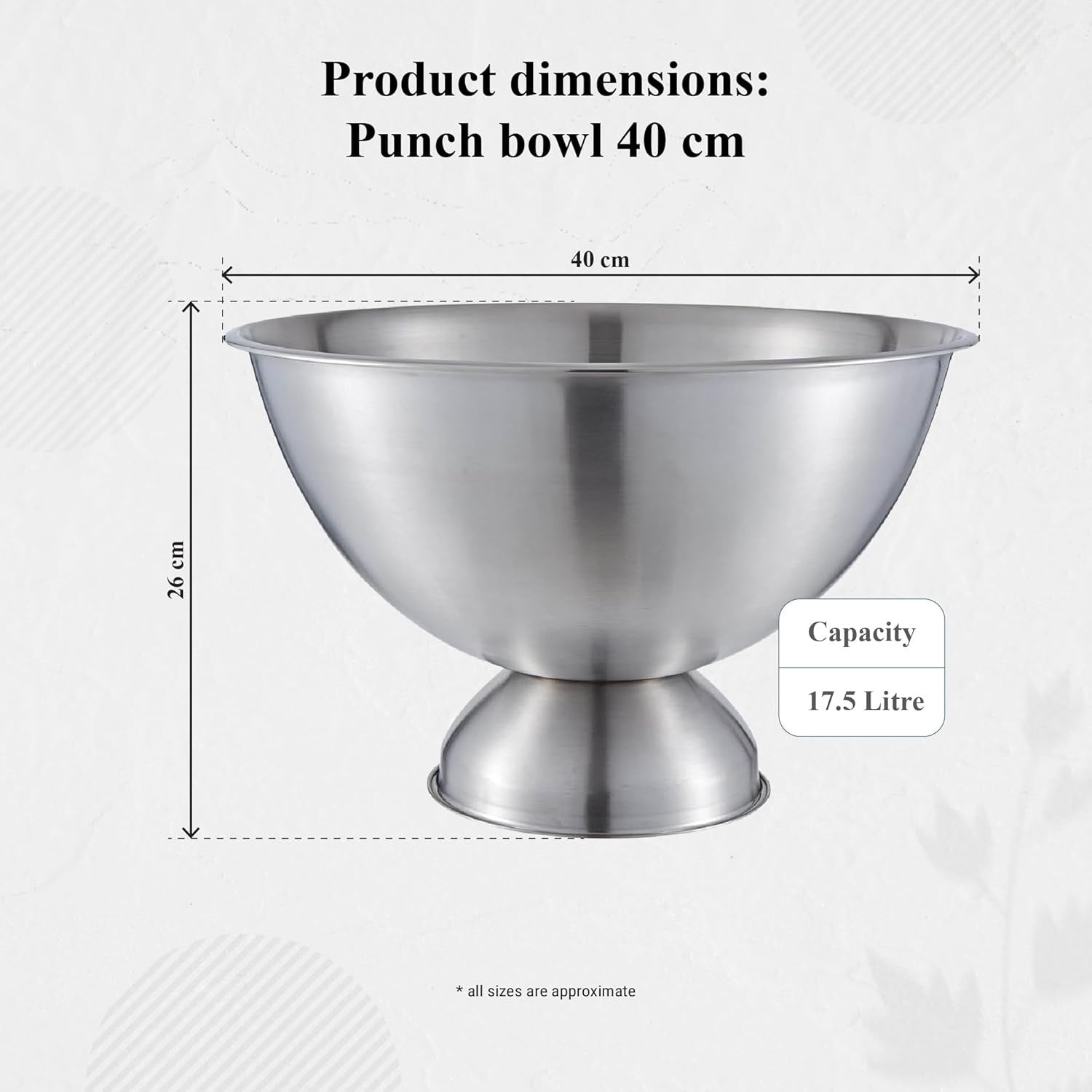 Large Champagne Ice Bucket Punch Bowl Stainless Steel Drinks Cooler 17.5L